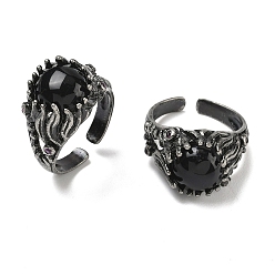 Обсидиан Манжеты из натурального обсидиана, круглые, медные кольца, 13 мм