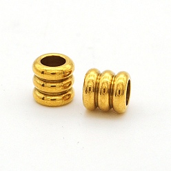 Golden 304 Stainless Steel Beads, Grooved, Column, Golden, 6x6mm, Hole: 3mm