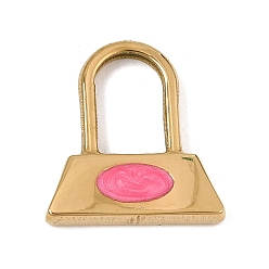 Hot Pink 303 Stainless Steel Enamel Pendants, Bag Charms, Ion Plating(IP), Golden, Hot Pink, 20x18x3.5mm, Hole: 11x7mm