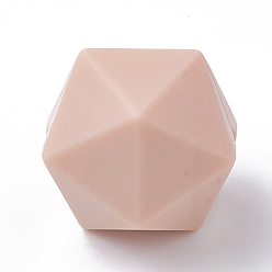 PeachPuff Food Grade Eco-Friendly Silicone Focal Beads, Chewing Beads For Teethers, DIY Nursing Necklaces Making, Icosahedron, PeachPuff, 16.5x16.5x16.5mm, Hole: 2mm