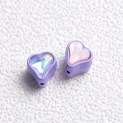 Lilac Alloy Cubic Zirconia Beads, Heart, Lilac, 11x11x10mm, Hole: 2mm