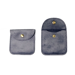 Gray Velvet Jewelry Storage Bags with Snap Button, for Earrings, Rings, Necklaces, Square, Gray, 8x8cm