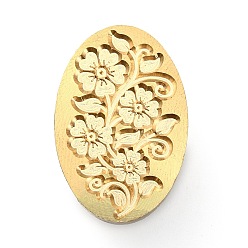 Flower Wax Seal Brass Stamp Head, for Wax Seal Stamp, Oval, Flower Pattern, 3x2x1.45cm