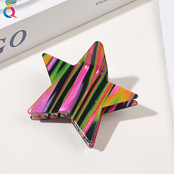 Five-pointed star clip-acrylic mixed color Pince à cheveux minimaliste en acrylique avec couleur unie et design en forme de requin