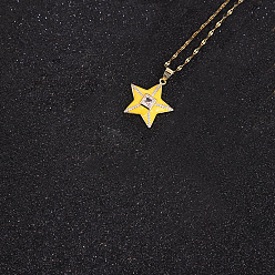Yellow Minimalist Star Necklace Collarbone Chain Fashionable Pendant Unisex Jewelry