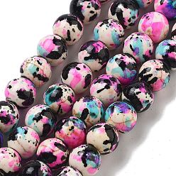 Разноцветный Синтетические бусины, окрашенные в бирюзовый цвет, круглые, красочный, 7~8x7~8 мм, отверстие : 1 мм, около 50 шт / нитка, 14.29~14.65'' (36.3~37.2 см)