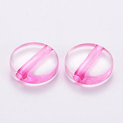 Hot Pink Transparent Acrylic Beads, Flat Round, Hot Pink, 16x5mm, Hole: 2.8mm, about 480pcs/500g