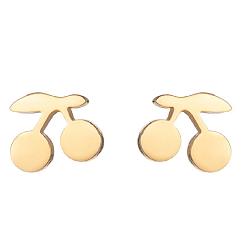 430 Gold Cute Mini Cherry Apple Earrings Stainless Steel Fruit Jewelry Sweet Accessories