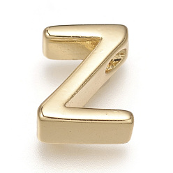 Letter Z Brass Charms, Long-Lasting Plated, Letter, Letter.Z, Z: 8.5x7x3mm, Hole: 1.5mm