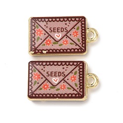 Envelope Двусторонние печатные подвески из сплава, прямоугольник амулеты, стойки покрытие, золотые, конверт прелести, 20x11.5x4 мм, отверстие : 1.8 мм