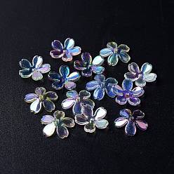 Mixed Color Plating Rainbow Transparen Acrylic Beads, Glitter, Flower, Mixed Color, 17.5x17.5x4mm, Hole: 1.8mm