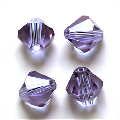 Púrpura Media Imitación perlas de cristal austriaco, aaa grado, facetados, bicono, púrpura medio, 4x4 mm, agujero: 0.7~0.9 mm