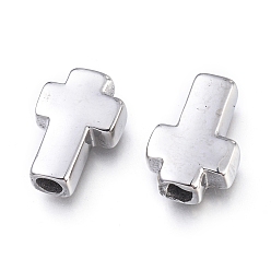 Stainless Steel Color 304 Stainless Steel Beads, Cross, Stainless Steel Color, 14~15x10x4mm, Hole: 2.7mm
