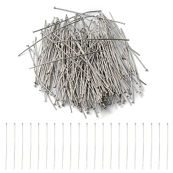 Stainless Steel Color 304 Stainless Steel Flat Head Pins, Stainless Steel Color, 21 Gauge, 50x0.7mm, Head: 1.5mm