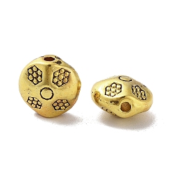 Antique Golden Tibetan Style Alloy Beads, Cadmium Free & Lead Free, Flat Round, Antique Golden, 8.5x9x5.5mm, Hole: 1.5mm, about 833pcs/1000g