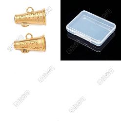Real 18K Gold Plated 6Pcs 304 Stainless Steel Charms, Trumpet with Word Cheer, Lead Free & Cadmium Free, Ion Plating(IP), Real 18K Gold Plated, 11x17x9.5mm, Hole: 2mm