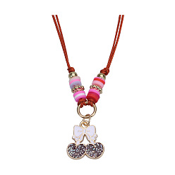 Seven necklaces Colorful Rainbow Children's Bracelet and Necklace Set with European and American Gold Powder Butterfly Soft Clay Weaving Friendship Jewelry
