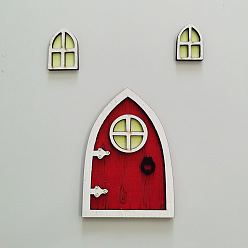 Красный Миниатюрная светящаяся деревянная дверь и окно, светящиеся в темноте аксессуары для строительства кукольного домика, красные, 5x100 мм