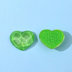 Зеленый лайм Прозрачные смолы кабошоны, сердце с водной рябью, зеленый лайм, 17x21 мм