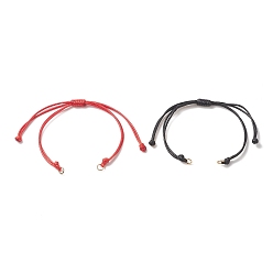 Mixed Color 2Pcs Braided Waxed Polyester Cord, with 304 Stainless Steel Jump Rings, for Adjustable Link Bracelet Making, Black & Red, Mixed Color, 10-1/4 inch(26.2cm), Hole: 3.3mm