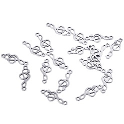 Stainless Steel Color 201 Stainless Steel Connector Charms, Musical Note Link for Music Lover, Stainless Steel Color, 6x16x1mm, Hole: 1.2mm