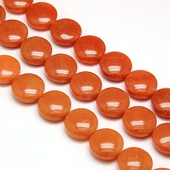 Red Aventurine Natural Flat Round Red Aventurine Beads Strands, 20x7~9mm, Hole: 1mm, about 20pcs/strand, 15.74 inch
