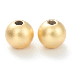 Real 18K Gold Plated Brass Beads, Long-Lasting Plated, Round, Matte Style, Real 18K Gold Plated, 5mm, Hole: 1.5mm