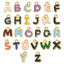 Letter A~Z 26 pcs 26 styles pendentifs en émail en alliage, couleur or mat, charme de lettre, sans nickel, lettre a ~ z, 10~11x6~10x1.5mm, Trou: 1.6mm, 1 pc / style