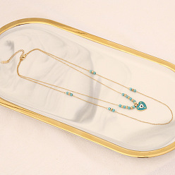 3# Stylish Multi-layer Turquoise Necklace with Heart-shaped Eye Pendant N1005