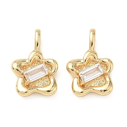 Настоящее золото 18K Латунные подвески с микропаве на День святого Валентина, прозрачные циркониевые подвески, , реальный 18 k позолоченный, 15x10x4 мм, отверстие : 3.5x1.5 мм