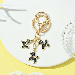 Черный Брелок из эмалевого сплава, с железной фурнитурой, собака, чёрные, 8.8 см