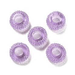 Plum Transparent Resin European Beads, Large Hole Beads, Textured Rondelle, Plum, 12x6.5mm, Hole: 5mm