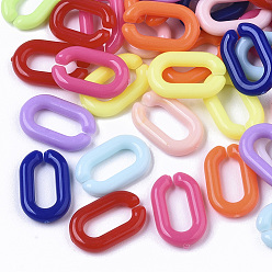 Mixed Color Opaque Acrylic Linking Rings, Quick Link Connectors, For Jewelry Cable Chains Making, Oval, Mixed Color, 15x9x3mm, Inner Diameter: 3.5x9mm, about 2170pcs/500g