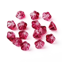 Малиновый Гальванические стеклянные бусины, труба цветок, малиновый, 8.5x8x5.5 мм, отверстие : 1 мм