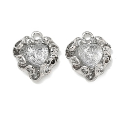 Clear Alloy Resin Pendants, Heart Charm, Rack Plating, Cadmium Free & Nickel Free & Lead Free, Platinum, Clear, 20x17x6mm, Hole: 2mm