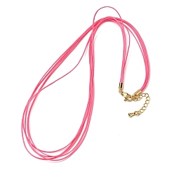 Ярко-Розовый 1мм вощеный шнур 5-образное ожерелье, с латунными выводами и 304 застежками из лобстера из нержавеющей стали, золотые, ярко-розовый, 18.90 дюйм (48 см)