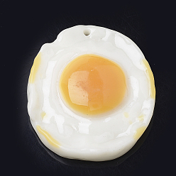 Orange Resin Pendants, Fried Egg/Poached Egg, Orange, 47.5x40x8.5mm, Hole: 1.5mm