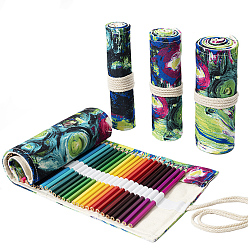 Others Pattern Handmade Canvas Pencil Roll Wrap, 36 Holes Roll Up Pencil Case for Coloring Pencil Holder, Other Pattern, 45~46x19~20x0.3cm