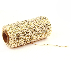 Cornsilk 100M Macrame 2-Ply Cotton Braid Thread, with Spool, Round, Cornsilk, 2mm, about 109.36 Yards(100m)/Roll