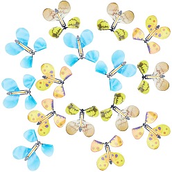 Mixed Color Gorgecraft Magic Flying Butterfly, Rubber Band Powered Wind up Butterfly Toy, for Surprise Gift or Party Playing, Mixed Color, 110~115x116~135x5mm, 5pcs/set, 10sets/bag