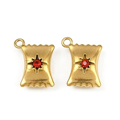 Сиамский 304 прелести нержавеющей стали, со стразами, конфетное очарование, реальный 18 k позолоченный, ионное покрытие (ip), Сиам, 14.5x11.5x5.5 мм, отверстие : 1.6 мм