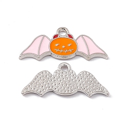 Pink Подвески из эмали и сплава, очарование летучей мыши, платина, розовые, 11x26x1.5 мм, отверстие : 1.8 мм