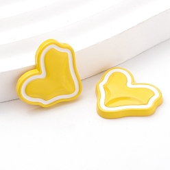 Yellow Spray Painted Acrylic Cabochons, Heart, Yellow, 20x22mm
