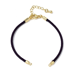 Индиго 2мм витой круглый нейлоновый шнур для изготовления браслета, подходит для соединительных шармов, с латунными выводами и 303 застежками из лобстера из нержавеющей стали, реальный 18 k позолоченный, индиговые, 6.22 дюйм (15.8 см)