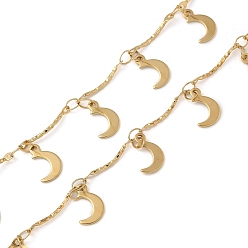 Золотой 304 цепи из нержавеющей стали ссылка, с катушкой, пайки, ионное покрытие (ip), луна, золотые, 9x11x0.5 мм, 5 м / рулон
