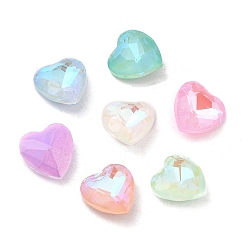 Mixed Color Pointed Back Glass Rhinestone Cabochons, Faceted Heart, Mixed Color, 10x10x4~5mm