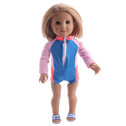Dodger Blue Sporty Style Cloth Doll Swimsuit, Summer Doll Clothes Outfits, Fit for 18 inch American Girl Dolls, Dodger Blue, 310x235x140mm