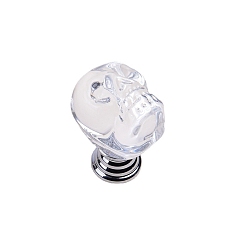 Clear Aluminum Alloy & K9 Crystal Glass Skull Drawer Knob, with Screws, Cabinet Pulls Handles for Drawer, Doorknob Accessories, Halloween Theme, Platinum, Clear, 29x22x39mm