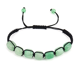 Green Aventurine Natural Green Aventurine Rectangle Braided Bead Bracelet, Adjustable Bracelet, Inner Diameter: 2-3/8 inch(6cm)