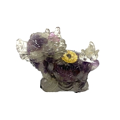 Amethyst Resin Dragon Display Decoration, with Natural Amethyst Chips Inside for Home Office Desk Decoration, 60x30x40mm